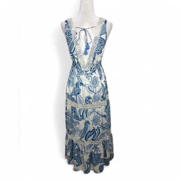 Z & L Kerala Maxi Dress blue floral crochet details - Picture 2 of 8